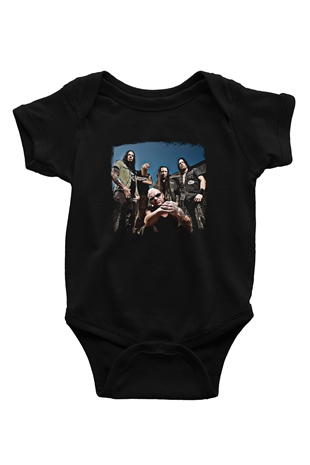 Five Finger Death Punch Baskılı Unisex Siyah Bebek Body - Zıbın