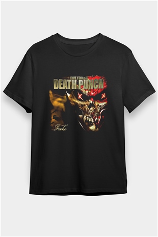 Five Finger Death Punch Baskılı Unisex Siyah Tişört