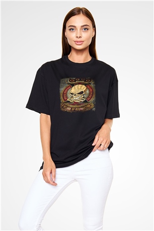 Five Finger Death Punch Baskılı Unisex Siyah Oversize Tişört