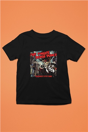 Five Finger Death Punch Baskılı Unisex Siyah Çocuk Tişört