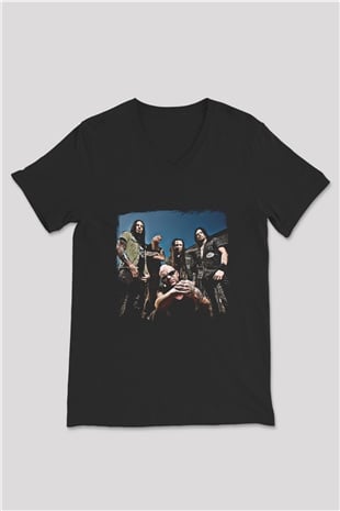 Five Finger Death Punch Baskılı Unisex Siyah V Yaka Tişört