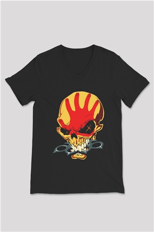 Five Finger Death Punch Siyah Unisex V Yaka Tişört T-Shirt