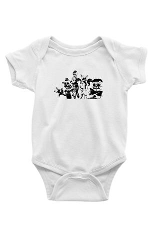 Five Nights At Freddy Baskılı Beyaz Unisex Bebek Body - Zıbın