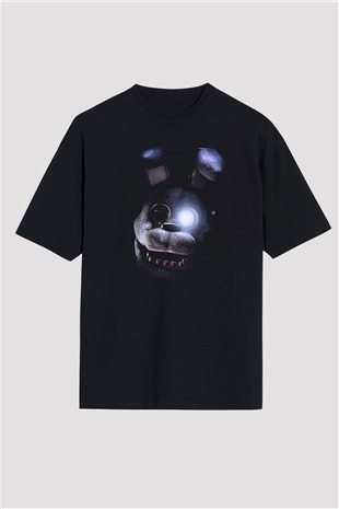 Five Nights At Freddy Baskılı Unisex Siyah Oversize Tişört - Tshirt