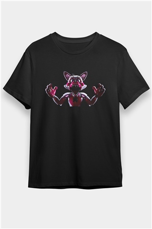 Five Nights At Freddy Baskılı Unisex Siyah Tişört - Tshirt