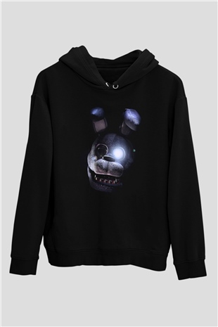 Five Nights At Freddy Baskılı Unisex Siyah Kapüşonlu Sweatshirt