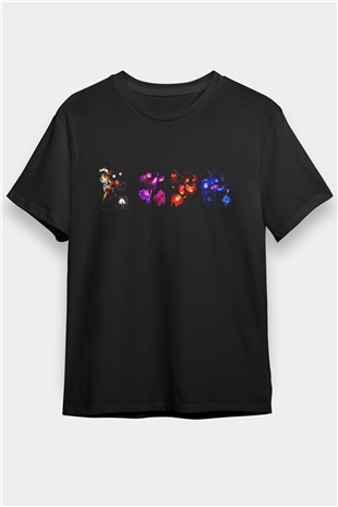 Five Nights At Freddy Baskılı Unisex Siyah Tişört - Tshirt