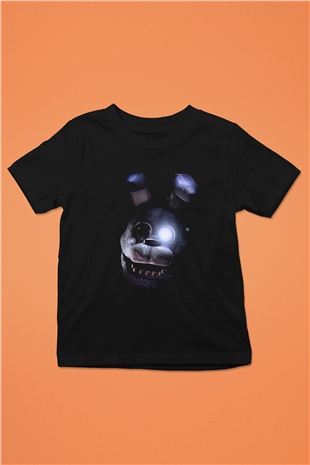 Five Nights At Freddy Baskılı Unisex Siyah Çocuk Tişört - Tshirt