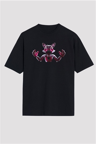 Five Nights At Freddy Baskılı Unisex Siyah Oversize Tişört - Tshirt