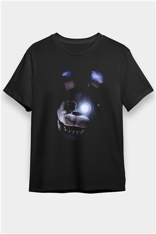 Five Nights At Freddy Baskılı Unisex Siyah Tişört - Tshirt