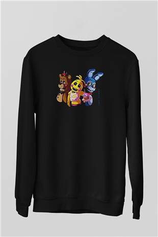 Five Nights At Freddy Baskılı Unisex Siyah Sweatshirt