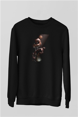 Five Nights At Freddy Baskılı Unisex Siyah Sweatshirt