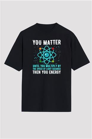 Fizik Atom Baskılı Unisex Oversize Tişört - Tshirt