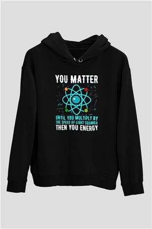 Fizik Atom Baskılı Unisex Siyah Hoodie