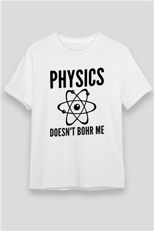 Fizik Atom Modeli Baskılı Unisex Beyaz Tişört - Tshirt