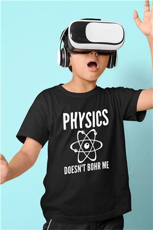Fizik Atom Modeli Baskılı Unisex Siyah Çocuk Tişörtü - Tshirt