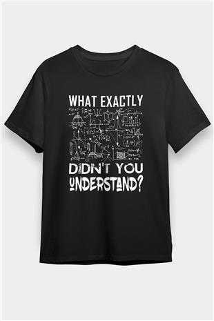 Fizik Denklemleri Baskılı Unisex Siyah Tişört - Tshirt