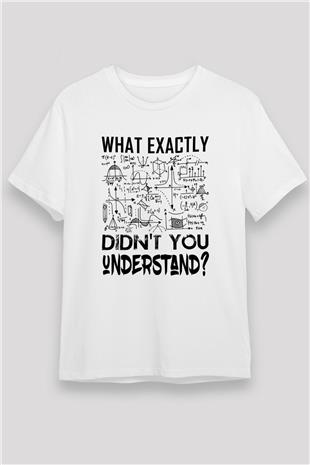 Fizik Grafikler Denklemler Baskılı Unisex Beyaz Tişört - Tshirt