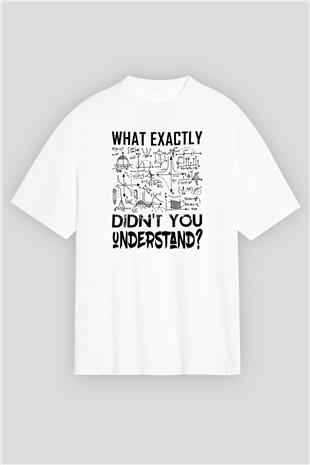 Fizik Grafikler Denklemler Baskılı Unisex Oversize Beyaz Tişört - Tshirt
