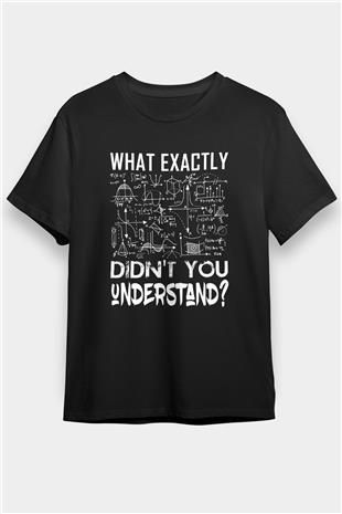Fizik Grafikler Denklemler Baskılı Unisex Siyah Tişört - Tshirt