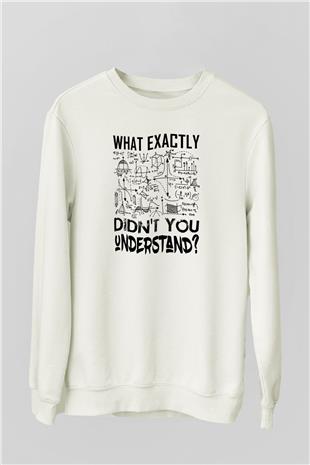 Fizik Grafikler Denklemler Baskılı Unisex Ekru Sweatshirt