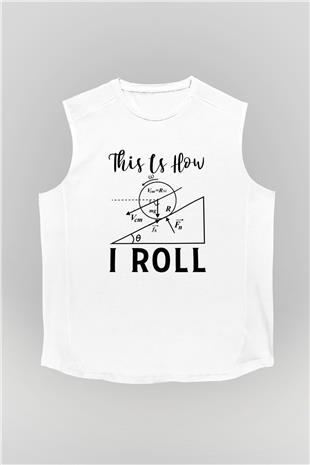 Fizik Mekanik Baskılı Unisex Kolsuz Beyaz Tişört - Tshirt