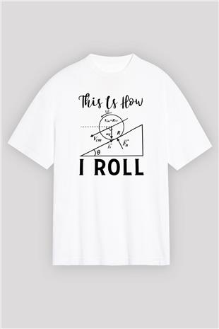 Fizik Mekanik Baskılı Unisex Oversize Beyaz Tişört - Tshirt