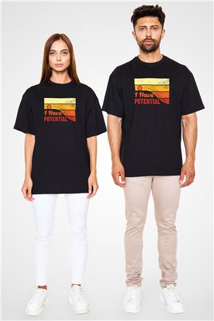 Fizik Potansiyel Baskılı Unisex Oversize Tişört - Tshirt