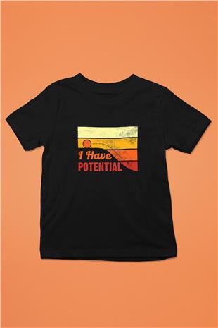 Fizik Potansiyel Baskılı Unisex Siyah Çocuk Tişörtü - Tshirt