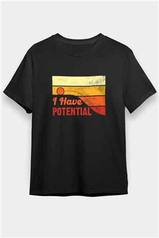 Fizik Potansiyel Baskılı Unisex Siyah Tişört - Tshirt