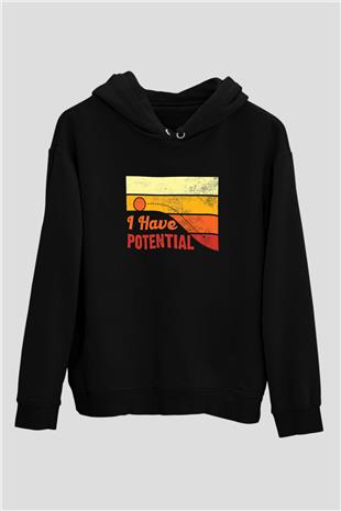 Fizik Potansiyel Baskılı Unisex Siyah Hoodie