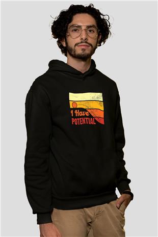 Fizik Potansiyel Baskılı Unisex Siyah Hoodie