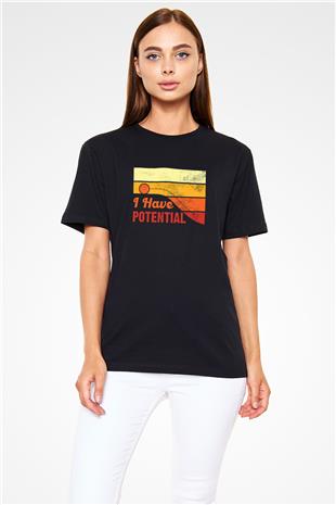 Fizik Potansiyel Baskılı Unisex Siyah Tişört - Tshirt