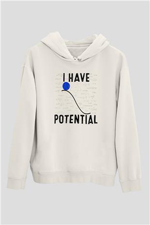 Fizik Potansiyel Enerji Baskılı Unisex Ekru Hoodie
