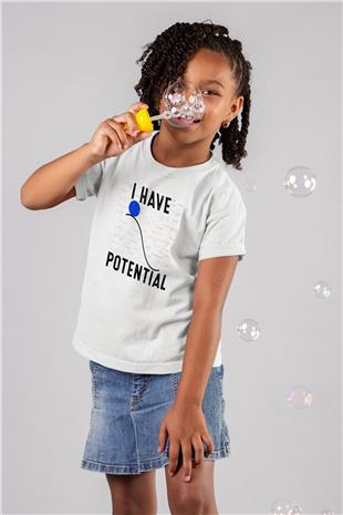 Fizik Potansiyel Enerji Baskılı Unisex Beyaz Çocuk Tişörtü - Tshirt