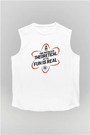 Fizik Teorik Baskılı Unisex Kolsuz Beyaz Tişört - Tshirt