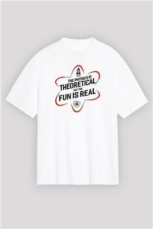 Fizik Teorik Baskılı Unisex Oversize Beyaz Tişört - Tshirt