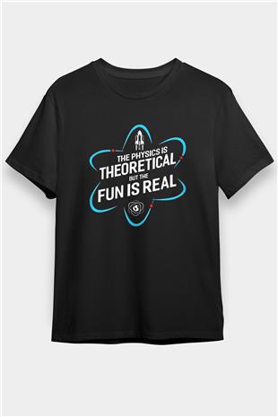 Fizik Teorik Baskılı Unisex Siyah Tişört - Tshirt