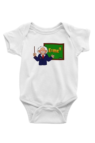 Fizikçi Baskılı Beyaz Unisex Bebek Body - Zıbın