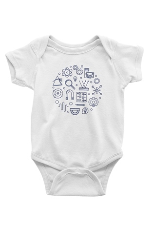 Fizikçi Baskılı Beyaz Unisex Bebek Body - Zıbın