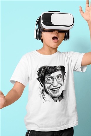 Fizikçi Baskılı Beyaz Unisex Çocuk Tişört