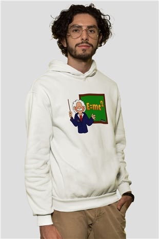 Fizikçi Beyaz Unisex Hoodie
