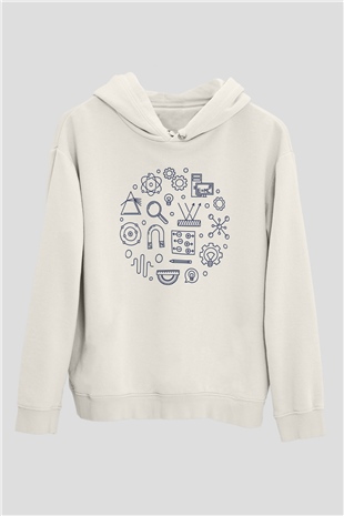 Fizikçi Beyaz Unisex Hoodie