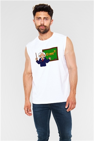 Fizikçi Beyaz Unisex Kolsuz Tişört