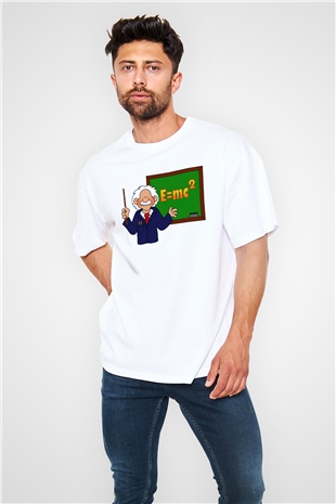 Fizikçi Beyaz Unisex Oversize Tişört T-Shirt