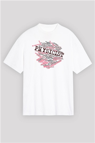 Fizikçi Beyaz Unisex Oversize Tişört T-Shirt