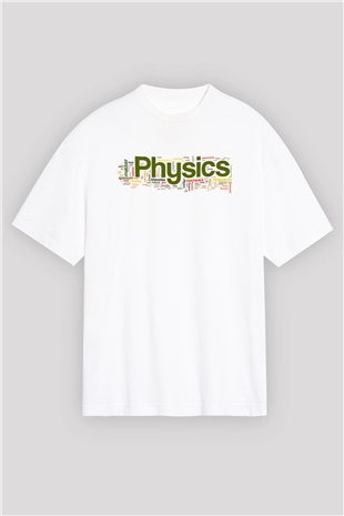 Fizikçi Beyaz Unisex Oversize Tişört T-Shirt