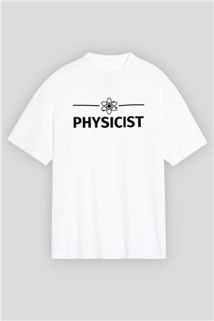 Fizikçi Beyaz Unisex Oversize Tişört T-Shirt