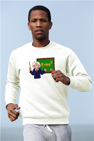 Fizikçi Beyaz Unisex Sweatshirt