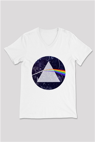Fizikçi Beyaz Unisex V Yaka Tişört T-Shirt